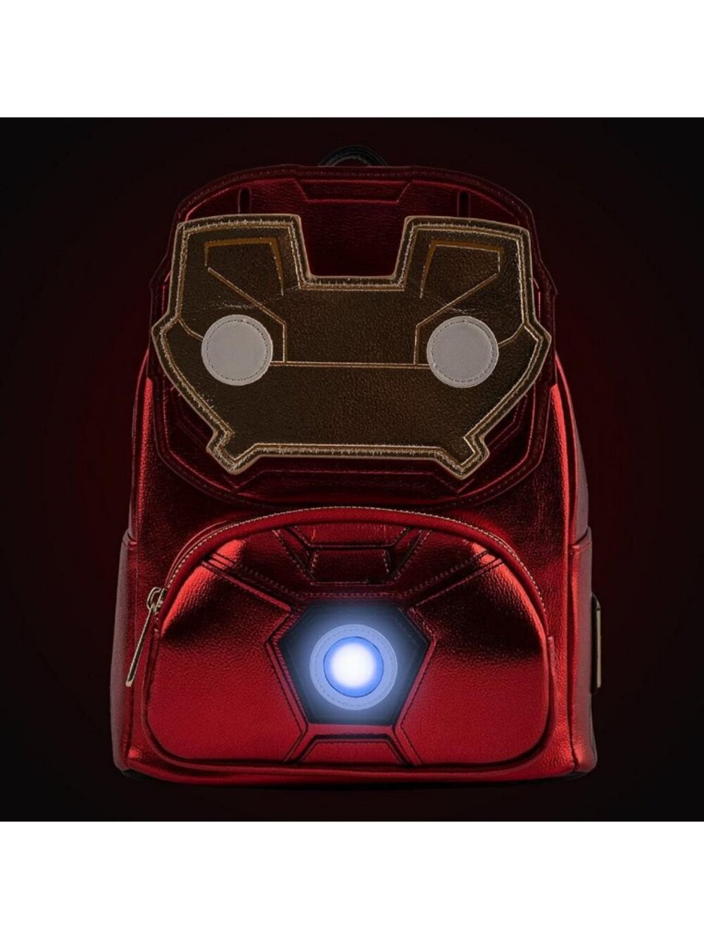 Light Up Iron Man Mini Backpack - Metallic Leather, Stylish & Fun for Fans - Picture 4 of 7
